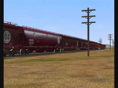 BNSF Grain Train with 5 Helper Locomotives!