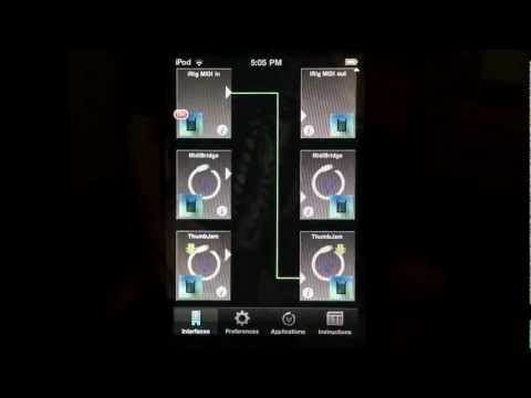 Roland FR-18 V-Accordion playing an iPod Touch running ThumbJam+MidiBridge