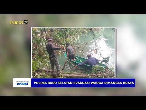 POLRES BURU SELATAN EVAKUASI WARGA DIMANGSA BUAYA