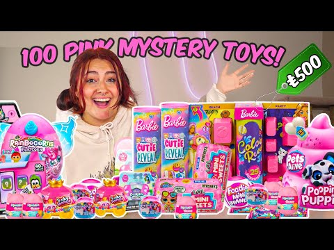 Unboxing 100 *PINK* Mystery toys!!😱🎁 *RARE FINDS*