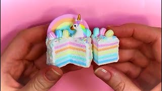 DIY miniature mini unicorn cake / mini food / thumbnails