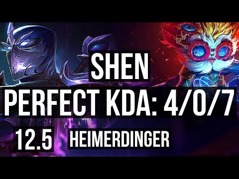 SHEN vs HEIMERDINGER (TOP) | 4/0/7, 400+ games, 800K mastery | EUW Master | 12.5