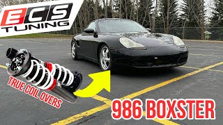 ECS Tuning 986 Boxster suspension unboxing and review - Porsche true coil over performance install