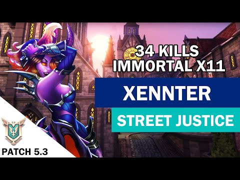 34 Kills Xennter Maeve Paladins Competitive (Master) STREET JUSTICE - Immortal X11 - Quadra Kill