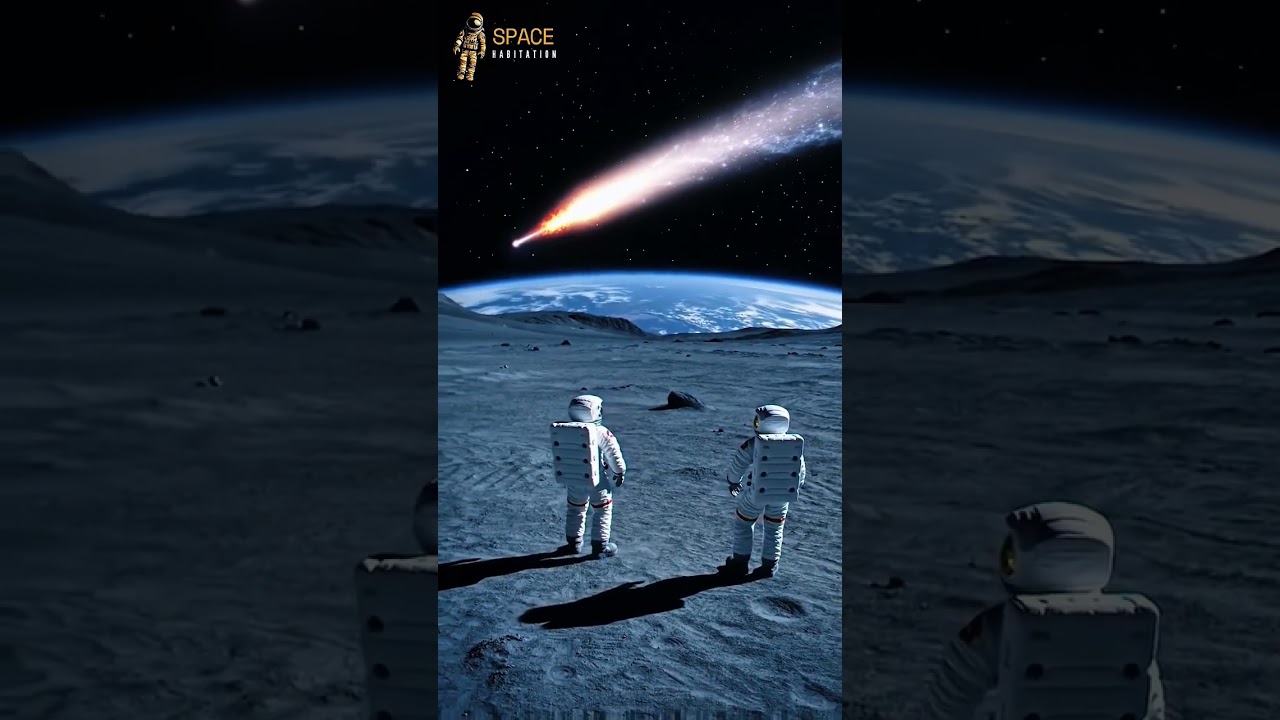 Astronauts Spot a Wild Comet from the Moon 🌌👨‍🚀 #LunarView #CosmicWonder #SpaceVibes