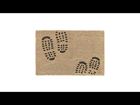 Kokos Fußmatte geprägter Schuhabdruck Schwarz - Braun - Naturfaser - Kunststoff - 60 x 2 x 40 cm