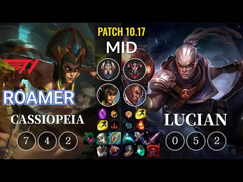 T1 Roamer Cassiopeia vs Lucian Mid - KR Patch 10.17
