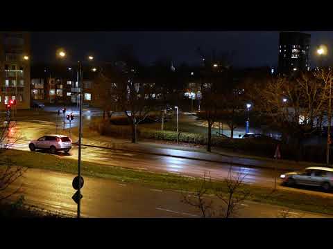 Uppsala Sweden, Råbyvägen crossroad - Panasonic gx80 4k 25mm f1.7 night test