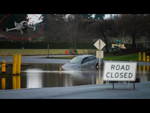 Flooding in the Pacific Northwest - Flying over floodwaters in Southwest Washington