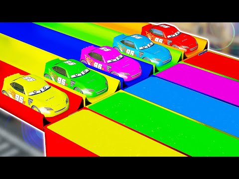 McQueen Cars vs Portal Trap with Slide Colors - BeamNG.Drive