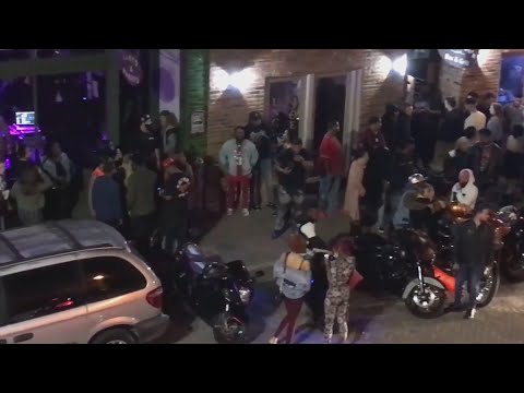 Nightly crowds on Main Street St. Charles look more like Mardi Gras