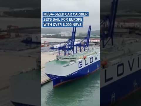 Mega-sized car carrier sets sail for Europe with over 8,000 NEVs #coolchina