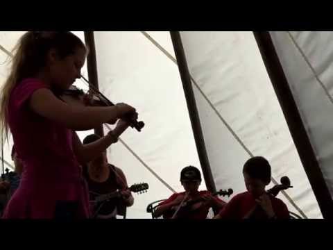 Josh and Mikaela with Sean Watkins and Tristan Clarridge, 2015 big sur fiddle camp
