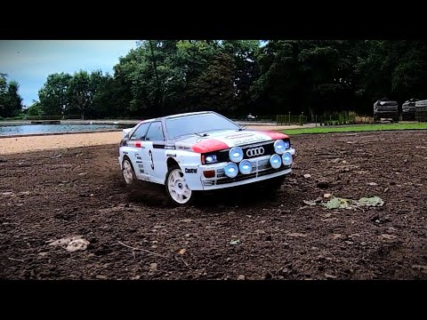 Tamiya TT02-S Audi Quattro A2 on Gravel, Grass & Dirt Rally Run