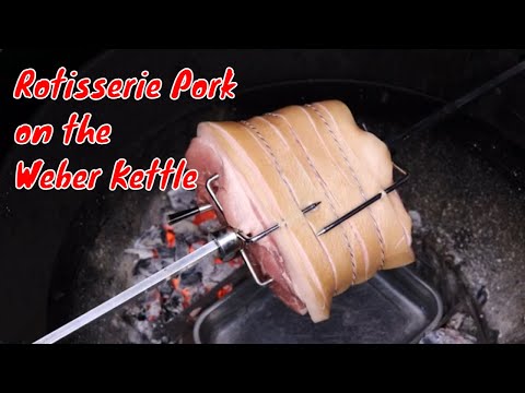 Rotisserie Pork Shoulder Weber Kettle #meatermade #weber #pork