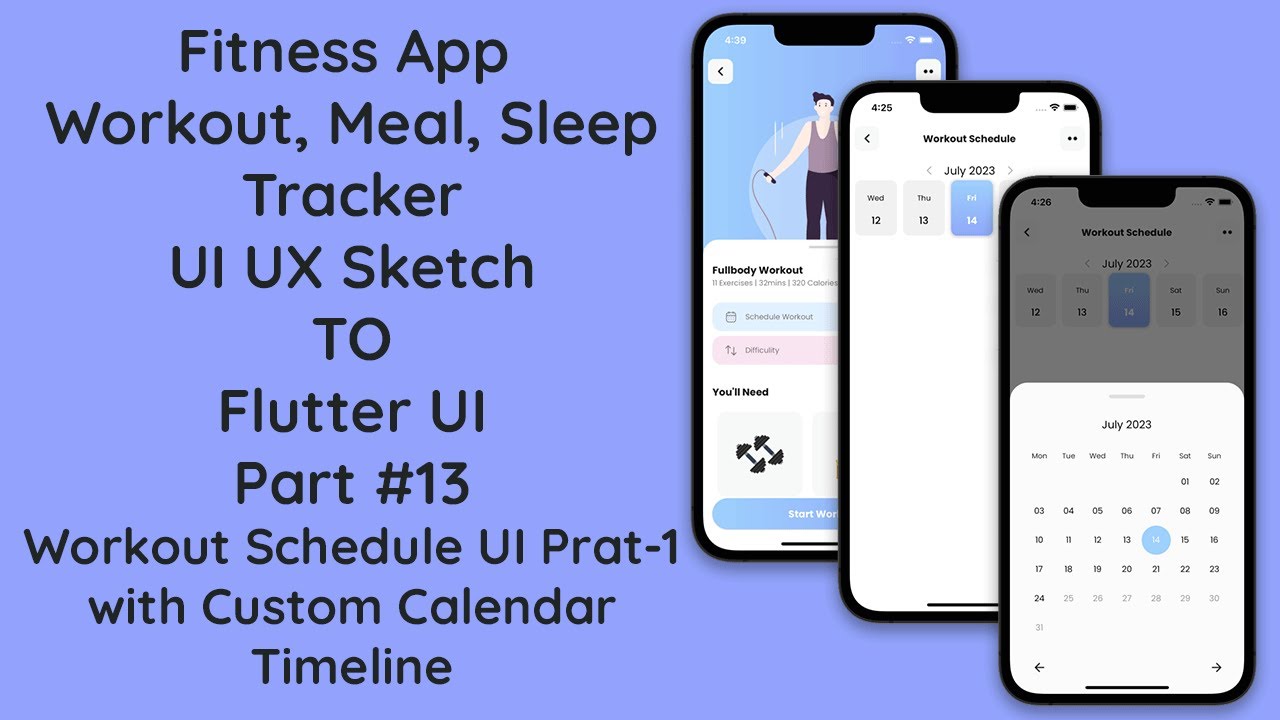 #13 Workout Schedule UI, Calendar Timeline | Fitness Workout App UI UX Design Convent Into Flutter 3