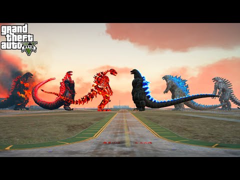 Godzilla, Heisei Godzilla, Mechagodzilla vs Burning Godzilla, Skeleton , Shin Godzilla - GTA 5 Mods