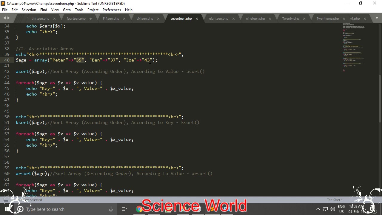 Array Sorting Functions In PHP | PHP Array Sorting | sort, rsort, asort, arsort, ksort, krsort