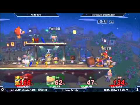 WHOBO 5 - CT Mew2King + Mekos vs Rich Brown + Denti - Losers Semis - SSBB