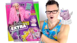 BARBIE EXTRA 3 FLUFFY PINK JACKET MATTEL DOLL GRN27 GRN28 UNBOXING REVIEW