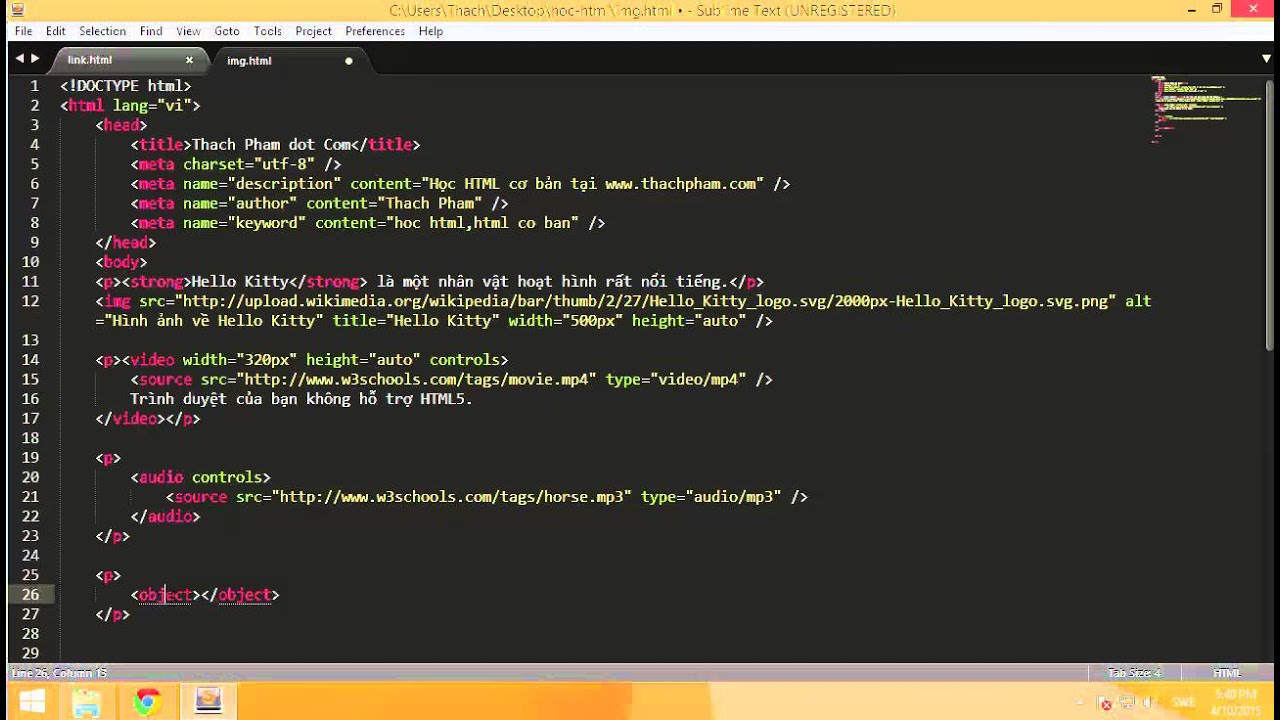 [Học HTML - 08] Chèn hình ảnh, video, audo và website