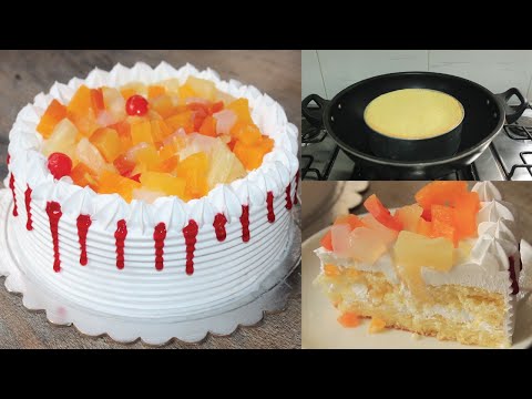 Fruit Cocktail Cake In Kadai | Bakery Style Fruit Cream Cake without Oven by Hafsas Kitchen