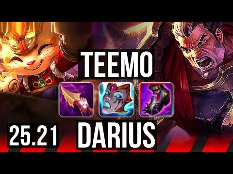 TEEMO vs DARIUS (TOP) | 8/1/6, Legendary | KR Diamond | 25.21