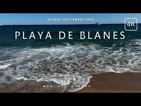 Spain, Blanes, Costa Brava relaxation: waves and calm. September 2024.