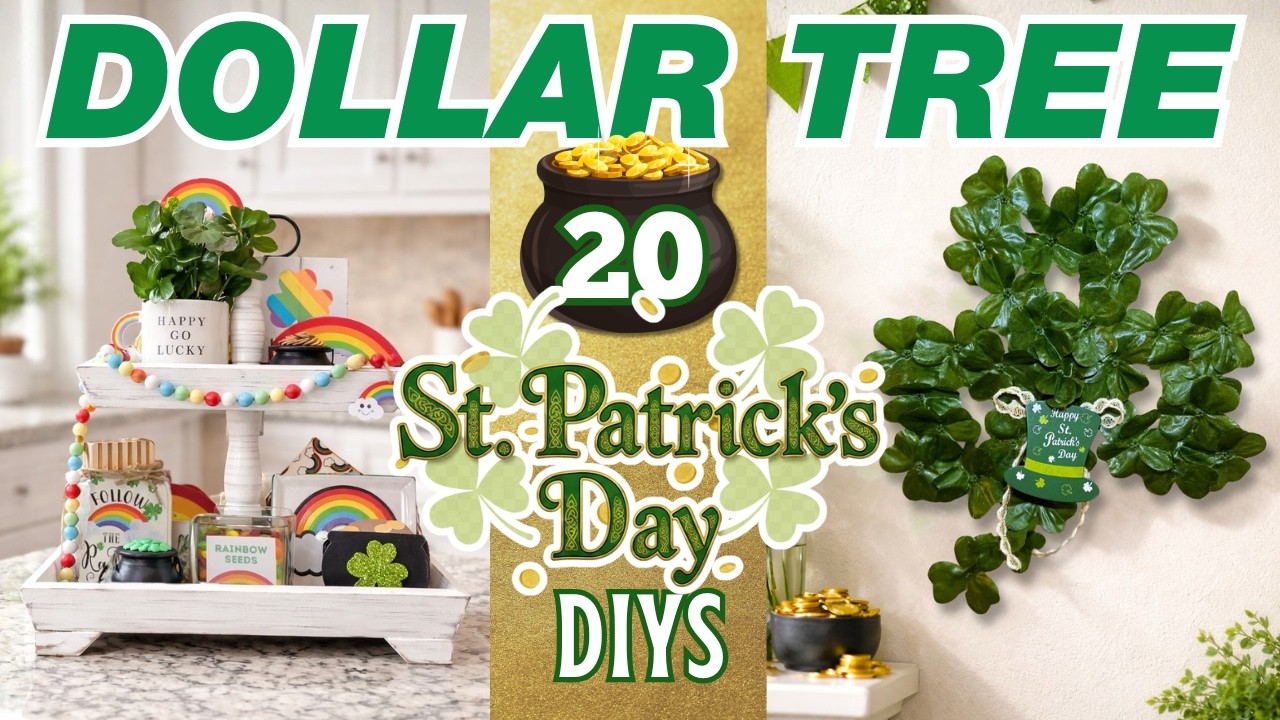 20 St. Patrick’s Day Dollar Tree DIYs ☘️ Tiered Tray, Shamrocks & Pot o' Gold Spring Decor!