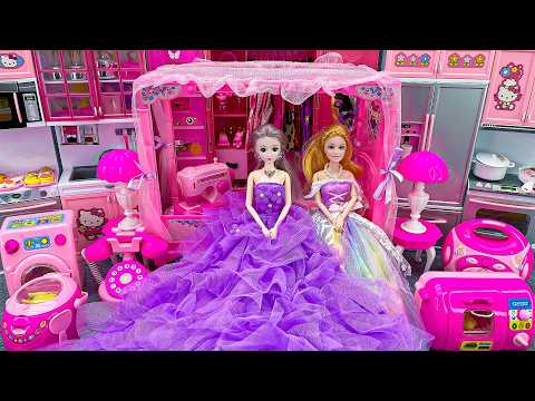 16 Minutes Satisfying with Unboxing Barbie Princess Pink Kitchen, Rock Bed Play Set Review Toys｜ASMR