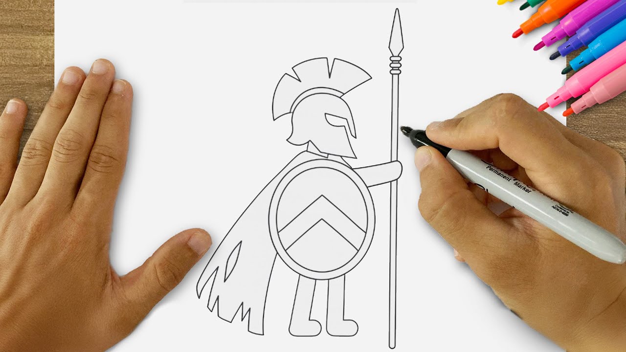 How to Draw a Spartan Warrior Easy | Step by Step Sparta Soldier Drawing Tutorial