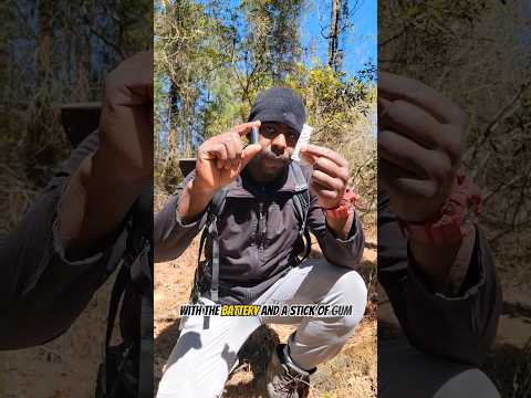 Starting a fire with a BATTERY and Stick of Gum