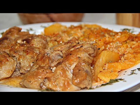 Potatoes and rice with meat, fish or chicken.