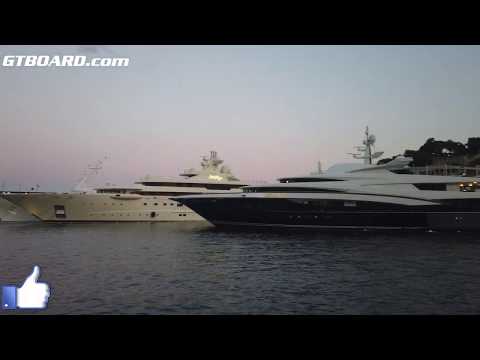 Oceanco superyacht Wheels (ex Anastasia) with Mercedes S-classe leave and Bugatti Chiron [4k 60p]