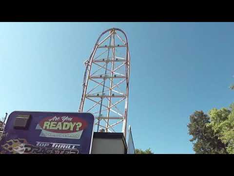 Top thrill dragster launch. Off ride POV. Cedar Point