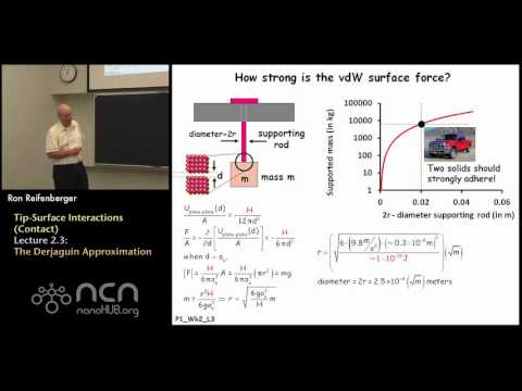 nanoHUB-U Fundamentals of AFM L2.3: Tip-Surface Interactions (Contact) - Dejaugin Approximation
