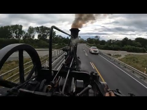 Driving A Steam Traction Engine Down The Road