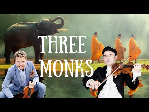 Three Monks playing the violin (not really!)