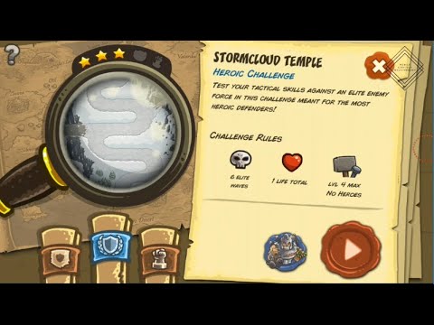 Kingdom Rush - Stormcloud Temple (Level 9) Heroic Challenge Hard/Veteran Difficulty Walkthrough