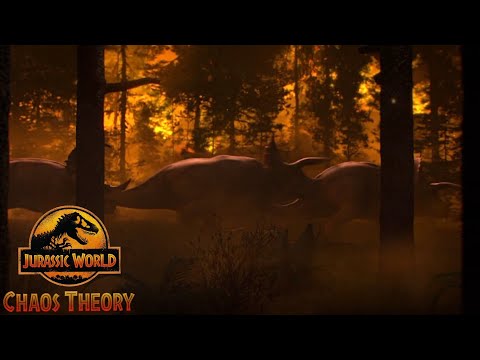 Triceratops and other Dinosaurs escape the fiery locusts! Jurassic World Chaos Theory Season 4 Clip