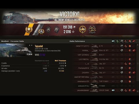 WOT - E 50 M - 3 KILLS 10.5K DAMAGE 3 MARK ACE TANKER - World Of Tanks