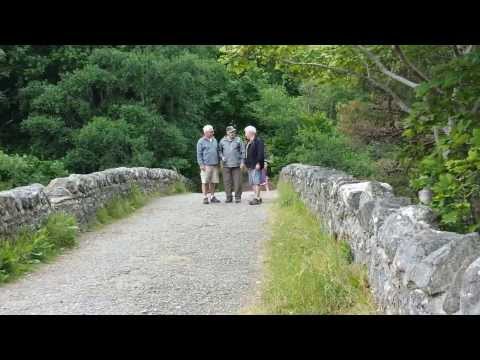 David, Robert and Alisdair on bridge at River Moriston, Invermoriston,Scotland