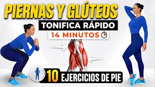 10 Ejercicios de pie para Glúteos Firmes y Piernas Definidas | Rutina 14 Min. | Sin Equipo