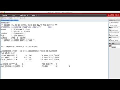 SABRE TUTORIAL (SHORT) - Booking Hotels