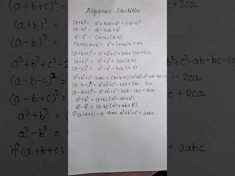All Important Algebraic Identities for class 9,10 and valuable for all competitive exam