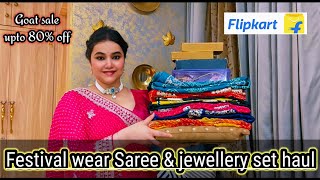 Flipkart Goal sale upto 80% off Rakhi special Saree & Jewellery set haul || Pooja choyal