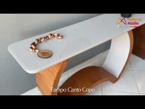 Video thumbnail of Aparador Bali com Tampo em MDF Laqueado e Vidro Canto Copo 150x40CM - Moderna Mobília