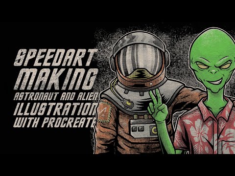SPEEDART - Making Astronaut and Alien Illustration with Procreate