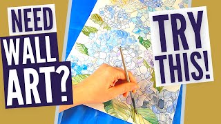 How to Paint Your Own Wall Art – Easy DIY! // Hamptons Style Hydrangeas