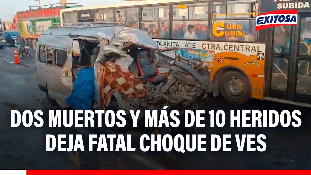 🔴🔵 Tragedia en Villa El Salvador: Dos muertos y más de 10 heridos tras choque entre miniván y bus